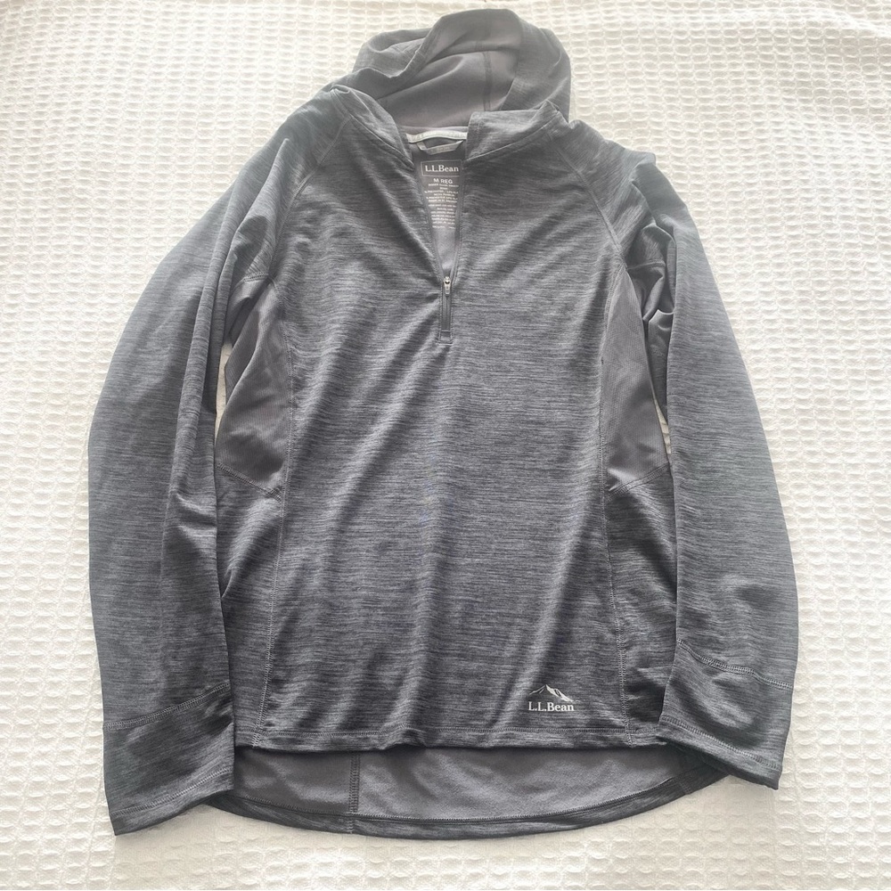 L.L. Bean grey space dye hooded 1/4 zip top Medium
